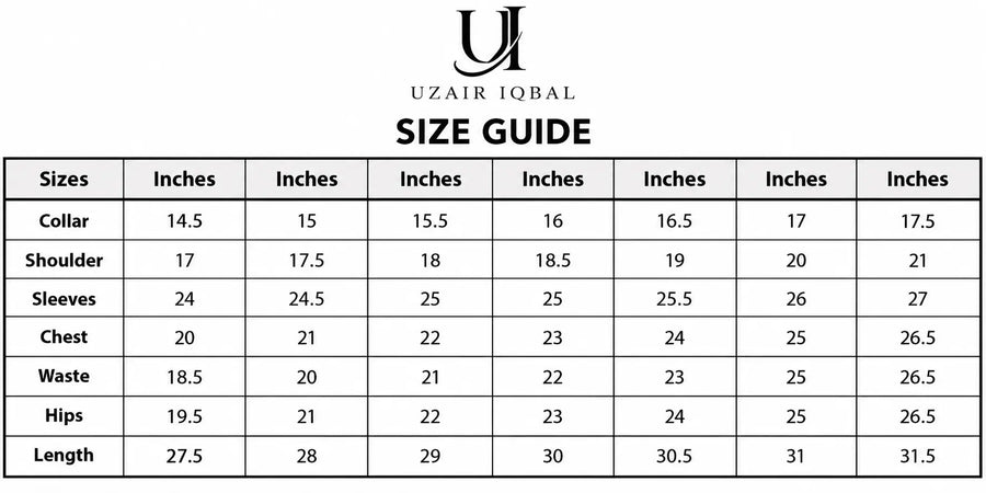 White Blue & Red Checkered Shirt Size Chart